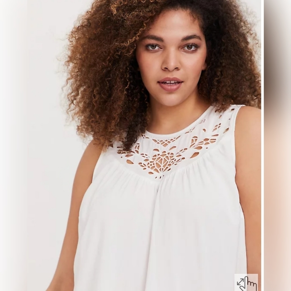 *WHITE EYELET CHALLIS BABYDOLL TOP